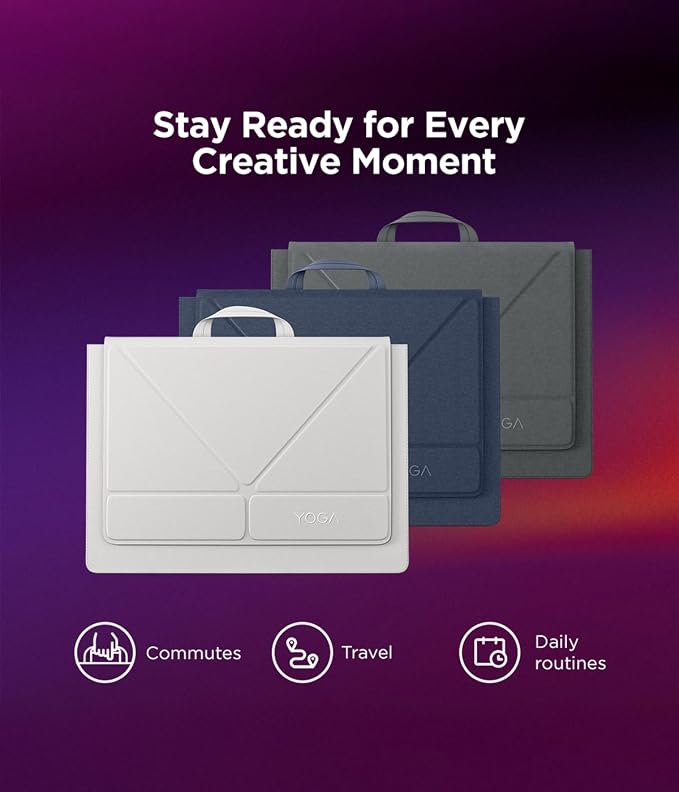 Lenovo Yoga Tote Sleeve Case for Laptops with 14-inch Display, Multi-Compartment Organizer with Convertible Stand, Lightweight Protective Polyester & Microfiber Sleeve, Cosmic Blue