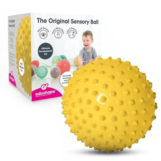 Edushape The Original Sensory Ball for Baby - 7" Yellow Color Baby Ball that Helps Enhance Gross Motor Skills for Kids Aged 6 Months & Up - Vibrant, Colorful and Unique Toddler Ball