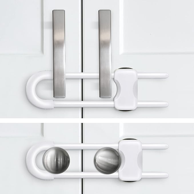 Baby Proofing Cabinets,Cabinet Locks for Babies,U-Shaped Child Locks for Cabinets, Child Proof Cabinet Latches,Child Safety Cabinet Locks with Adjustable by SPISPI (Pack of 2)