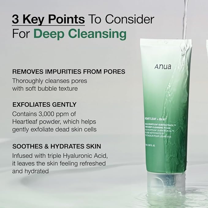 Anua Heartleaf Cleansing Oil & Deep Cleansing Foam & Soothing Toner, Pore Control, Gentle Korean Skincare