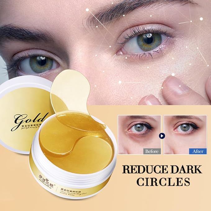 ISILANDON 24K Gold Eye Mask-60 Pcs, Care for Wrinkles,Under Eye Mask Reduce Dark Circles, Puffy Eyes, Wrinkles - Gel Under Eye Patches