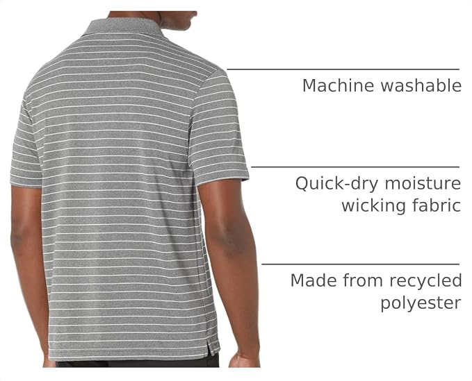 Amazon Essentials Men's Moisture Wicking Golf Polo Shirt, Short Sleeve, Slim-Fit, Quick-Dry, Active Wear