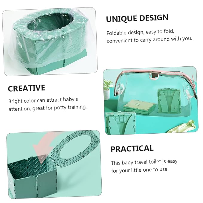 BESPORTBLE 1Pc Portable Folding Toilet Travel Potty Training Seat Foldable Design for Home Car Use Sturdy PP Material in Bright Green for Potty Training