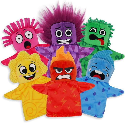 UrbanKiddy's My Emotion Friends | 6 Emotion Sensory Hand Puppets, Interactive Educational Toys for Emotional Growth, Social Skills, Mindfulness in Kids, For Home Classroom Therapy, With Activity Cards