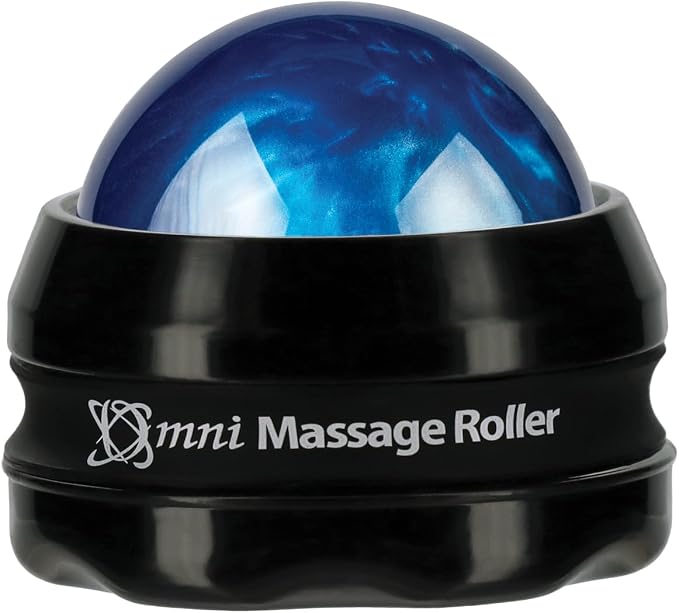 Core Products Omni Massage Ball Manual Roller Massager for Self Massage Therapy Tool, Black Cap - Blue