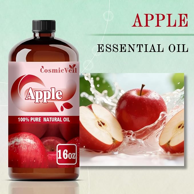 Apple Fresh Essential Oil Apple Oil for Aroma Diffuser,Humidifier,Home Fragrance,Cleaning,Body Care,Massage,Yoga,DIY Candle,DIY Soap CosmicVeil（Apple Fresh，16 Fl Oz (Pack of 1)）