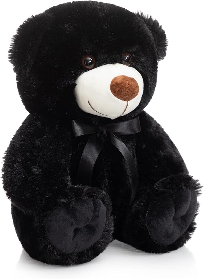 Super Color Teddy Bear Stuffed Animals Plush Toy for Children Girlfriend Family Congratulations Baby Shower Birthday Black 14 inch