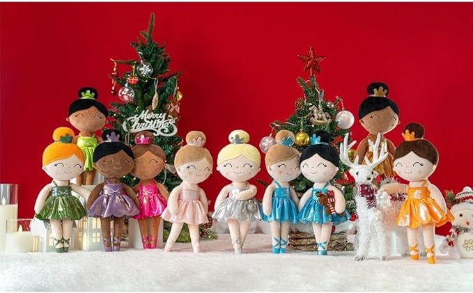 Gloveleya Baby Doll Ballerina Girl Gift Ballerina Plush Soft Doll Colorful Haze Gold Ballet Series-Green 13 Inch with Gift Box