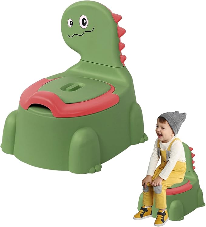 Potty Training Toilet, Dinosaur Potty Training Toilet Seat, Separated Dinosaur Training Potty for Toddlers with Non-Slip Rubber Mat Backrest, Portable Potty Chair for Boys and Girls Travel