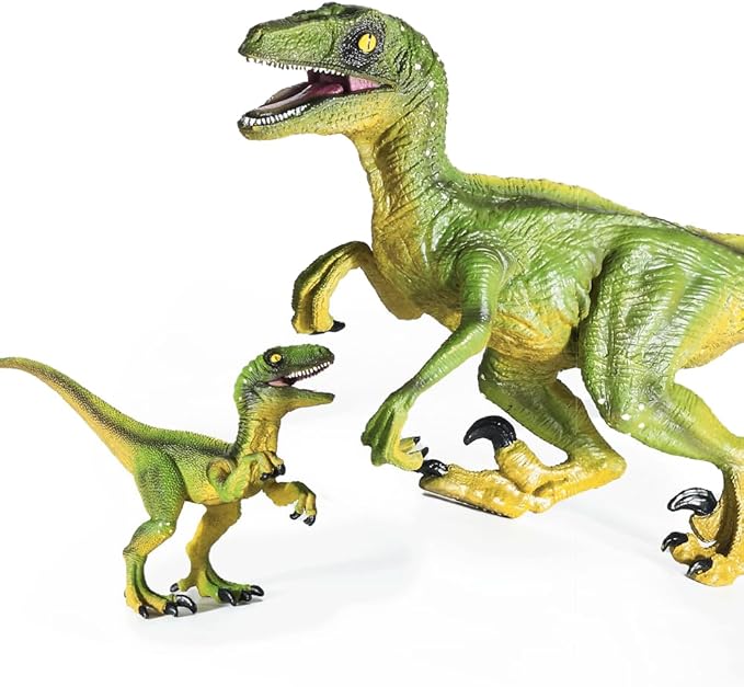 JR PARK 2Pcs Dinosaur Toys, 15.5″ Large Velociraptor Green Dinosaur Action Figure, Realistic Dinosaurs Toys Gifts for Boys Girls, Birthday Gifts Christmas Decor