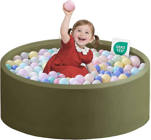 Ball Pit for Toddlers 35.43''x11.81 Baby Ball Pits Soft Memory Foam Ball Pit Round Kids Ball Pit Indoor Game Kids Play Ball Pool Ideal Gift for Girls and Boys (Sage Green, NO Balls)