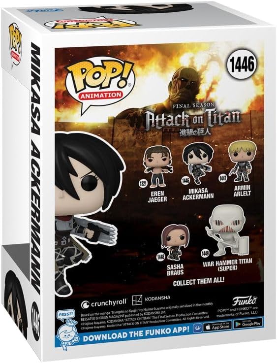 Funko POP! Animation: Attack on Titan - Mikasa Ackerman - Collectable Vinyl Figure - Gift Idea - Official Merchandise - for Kids & Adults - Anime Fans - Model Figure for Collectors and Display