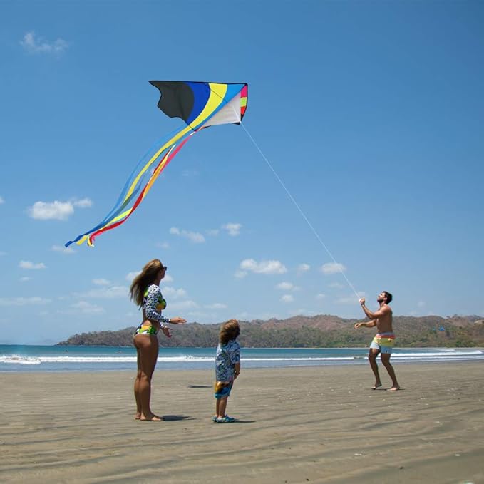 Mint's Colorful Life Delta Kite for Kids & Adults, Extremely Easy to Fly Kite for Beach Trip, Best Kites for Beginners, 300ft String Handle Included