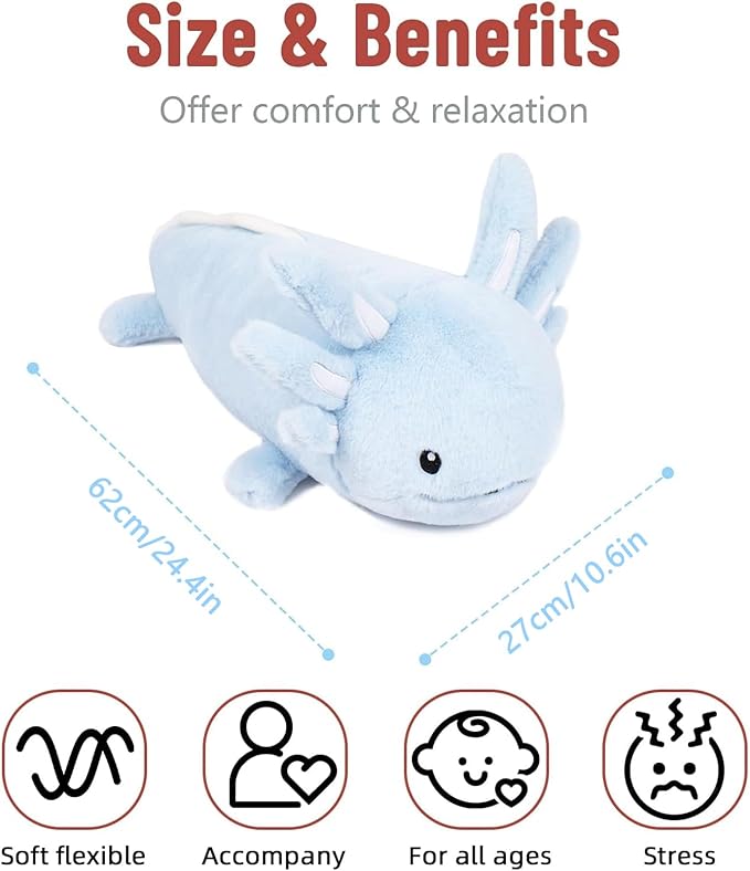 Niuniu Daddy 24" | 5 Pound Blue Axolotl Weighted Stuffed Animals for Kids Adults Girls Boys, Giant Cute Axolotl Stuffy Plush Toy, Kawaii Body Pillow Present for Holidays Christmas