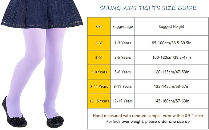 CHUNG Girls Footed Tights Light Weight Stretchy 60D Multi Candy Color Stage Play Costumes 2-12Y