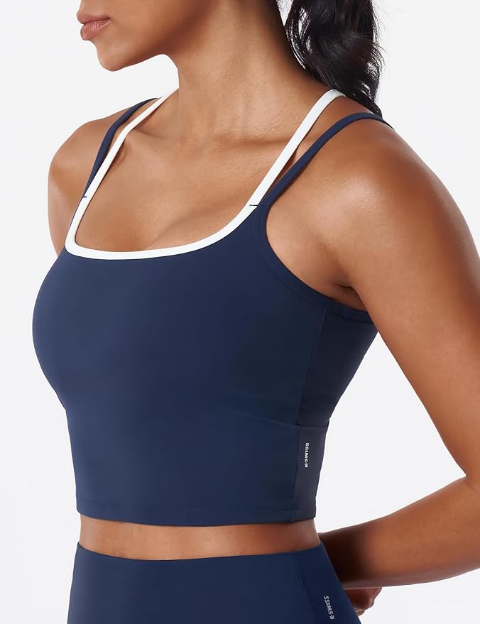 K-Swiss Tank Tops for Women - Color Block Double Lined with Built in Bra Yoga Running Gym