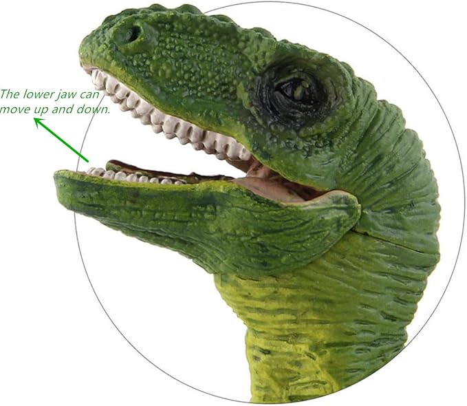 Dinosaur Toy Velociraptor Figurine with Moving Jaw and Hands,Detail Raptor Action Figure Toy Gift and Dinos World Collection Toys for Birthday Gift, Kids Toys,Party Favor(Green)