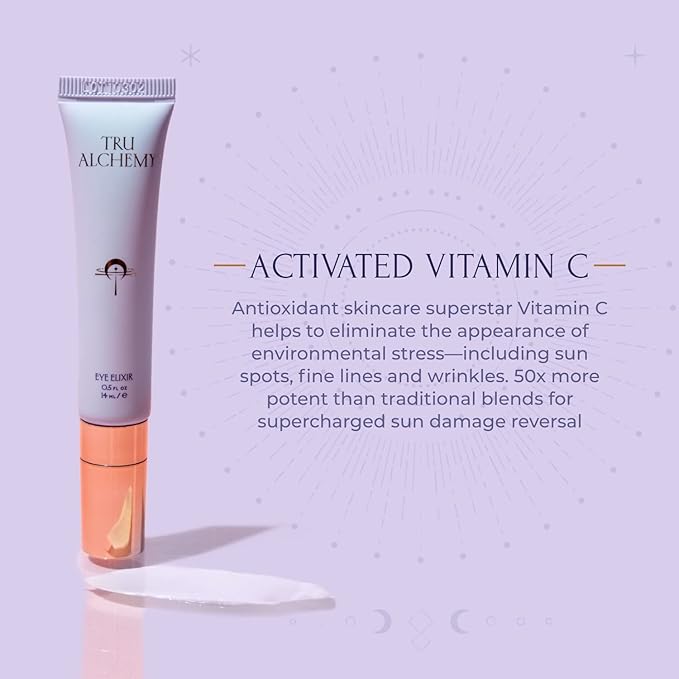 Tru Alchemy Eye Elixir Cooling Eye Treatment Cream - Dark Circle Eye Cream for Puffiness and Bags Under Eyes - Caffeine, Hyaluronic Acid, Vitamin C