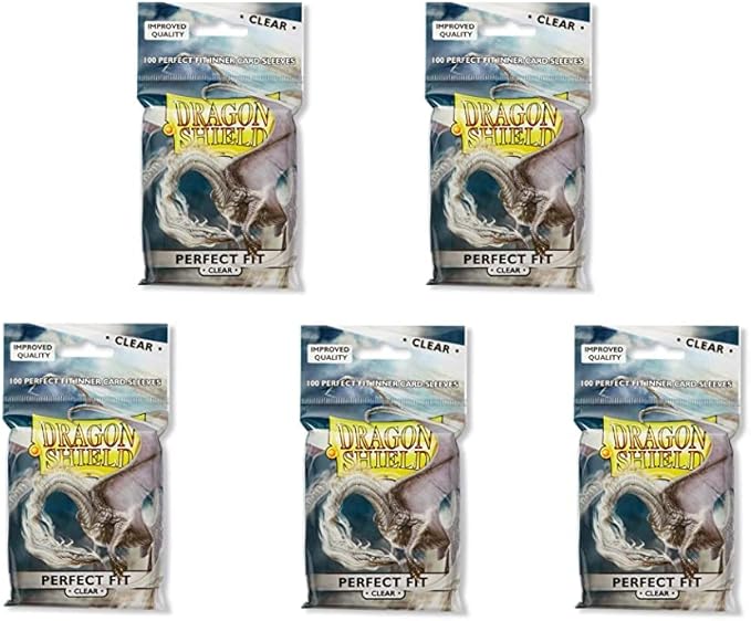 5 Packs Dragon Shield Inner Sleeve Clear Standard Size 100 ct Card Sleeves Value Bundle!