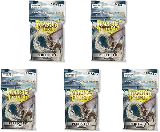 5 Packs Dragon Shield Inner Sleeve Clear Standard Size 100 ct Card Sleeves Value Bundle!