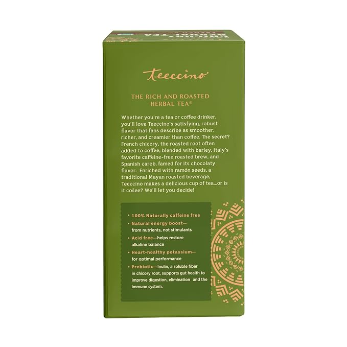Teeccino French Roast Herbal Tea - 25 Tea Bags - Rich & Roasted Herbal Tea That’s Caffeine Free & Prebiotic for Natural Energy, Coffee Alternative, (Pack of 3)