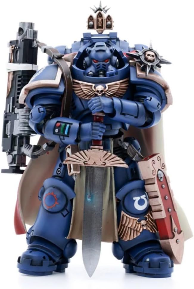 JoyToy Warhammer 40K Ultramarines Captain with Master-Crafted Heavy Bolt Rifle 1:18 Scale Action Figure Mecha Joy Toy Collection Model 4.92in