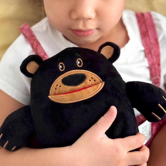 The Tooth Brigade Tooth Fairy Pillow | Stuffed Plush with Large Pocket Mouth for Lost Teeth, Treasures, Prizes - Fun and Interactive Plush, Perfect Kids, Boys, & Girls Gift (Acorn Black Bear)