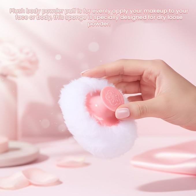 UTENEW Cosmetic Tool Baby Soft Face Body Powder Puff Sponge Box Container Case (Pink)