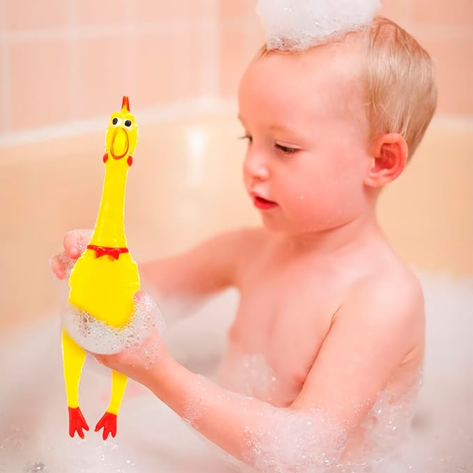 POPLAY 3 PCS Screaming Chickens, Prank Novelty Toys Squeaky Rubber Chickens for Dogs