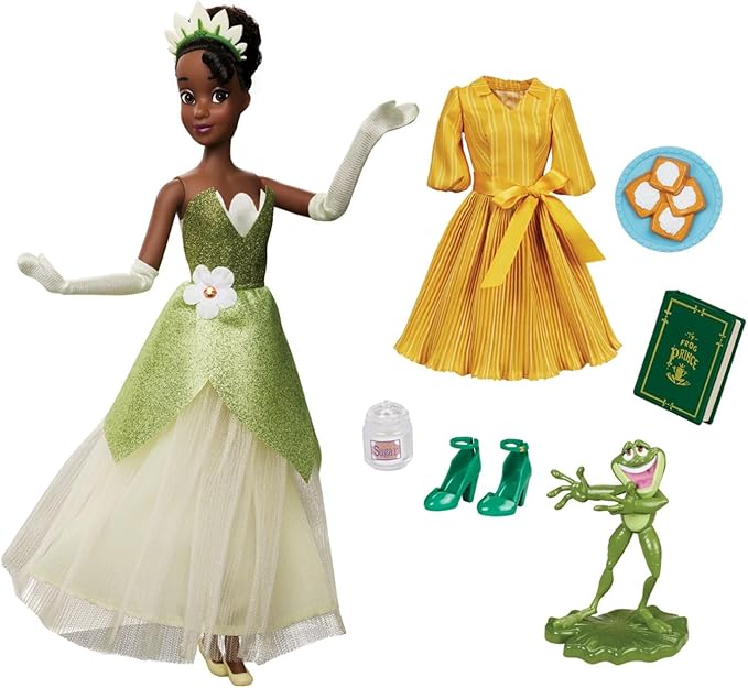 Disney Store Official Princess Story Doll - Tiana (11 Inches), Includes Coloring Book & Additional Dress, Classic Outfit, Toys for Girls