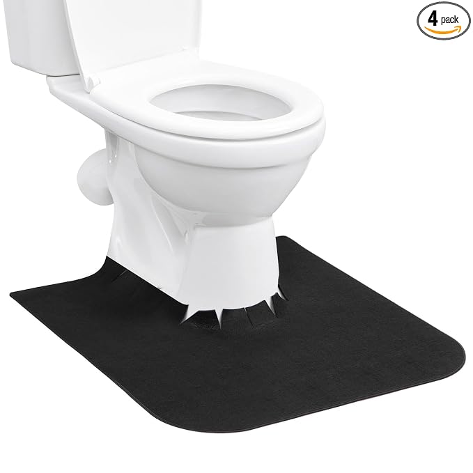 Upgrade Round Commode Potty Training Mats for Boys, Potty Training Toilet Rugs, Toilet Rugs u Shaped Washable,Toilet mats for Bathroom(4 Pack, Black)