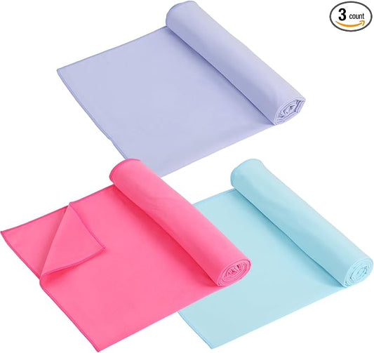 Breling 3 Pack 26"x73" Hot Yoga Mat Towel Pack Non-Slip Yoga Mat Gym Sweat Absorbent Microfiber Towel for Pilates Workout Women Men