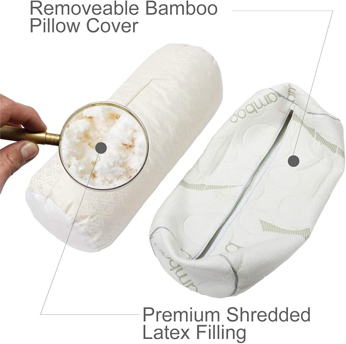 Kingnex Bolster Roll Pillow for Sleeping on Back or Side Under Knee to Relief Lower Back Pain Between Legs for Side Sleepers Cylinder Pillow with Removable Cover 20x8
