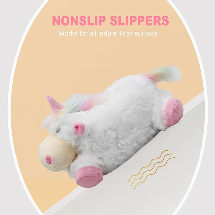 Onmygogo Indoor Fuzzy Winter Animal Panda and Cow Plush Slippers for Adult Women Men Boys Girls Kids