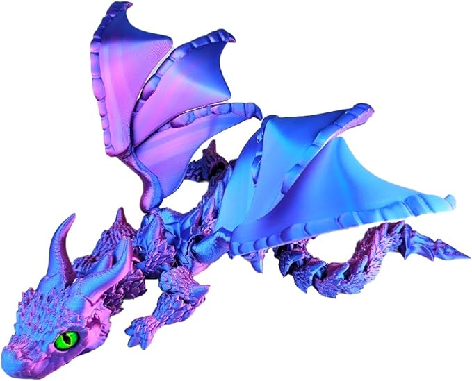 3D Printed Dragon Articulated Dragon with Movable Wings 16 inch Purple 3D Printed Animals Fidgets Toys for Kids