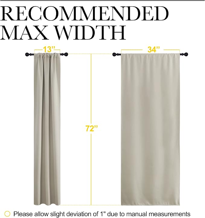 NICETOWN Blackout Curtains for Living Curtains, Room Darkening Window Curtain Panels, Easy-Care Solid Thermal Insulated Draperies/Drapes for Daughter Room (Natural, 2 Panels, 34 by 72)
