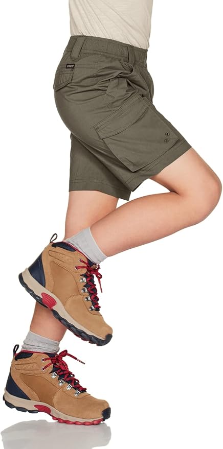 CQR Kids Youth Pull on Cargo Shorts, Outdoor Camping Hiking Shorts, Lightweight Elastic Waist Athletic Short with Pockets