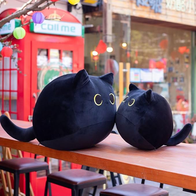 Cat Stuffed Animal Cute Cat Plush Doll Toy（ Including Tail 10 inch） for Girls Boys Christmas(Black cat 30cm)