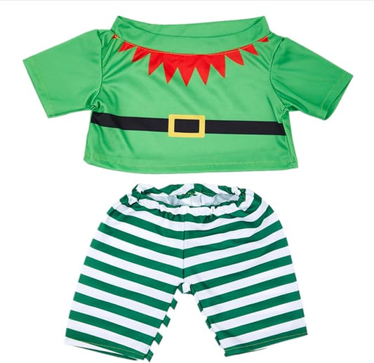 2 Pcs Bear Clothes Outfit Fit Most 12-16 Inch Stuffed Clothing Plush Doll Clothes Plushy Bear Pajamas for Stuffed Make Your Own Plush Bears (Elf Style,Green)