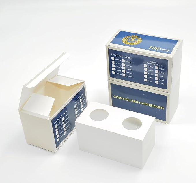 Boen 300Pcs 26.5mm/(1.04 Inch) Coin Flips for Quarter Dollar, Coin Holders for Colletors The Coin Collection Supplies Coin Cardboard Coin Flips for Coin Collection