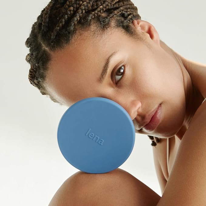 Lena Menstrual Cup Cleaner Case & Period Disc Sanitizer, Home and Travel Size Feminine Wash, Period Essentials for Women, Microwavable, Compact & Collapsible Silicone Container, Dark Blue