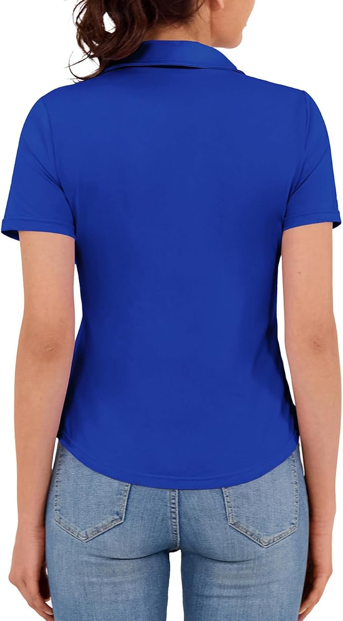 JACK SMITH Women's Golf Polo Shirt V Neck Short Sleeve Tennis Shirt Sun Protection Moisture Wicking Athletic Tops