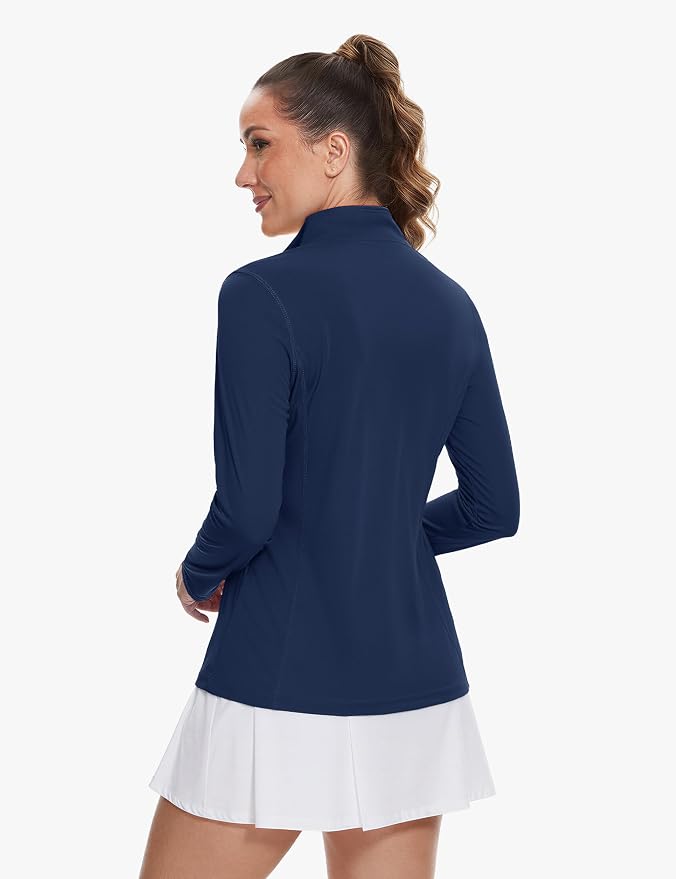TACVASEN Women's Quarter Zip Pullover Golf Shirts UPF 50+ Long Sleeve Sun Shirts UV Protection Workout Tops