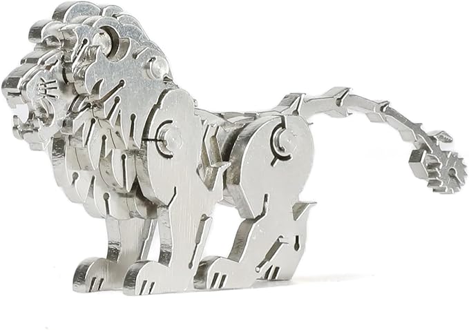 Barbary Lion 3D Metal Puzzle Model for Adults, DIY Wild Animal Building Model Kit with Tool, Metal Lion Puzzle Figurines for Man or 3D Building Enthusiasts Gift