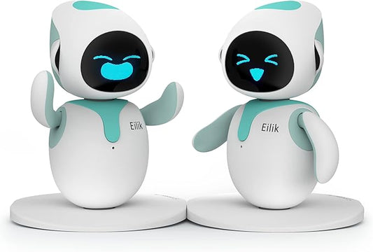 ENERGIZE LAB Eilik – Cute Robot Pets Toys with Abundant Emotions, Your Perfect Interactive Companion at Home or Workspace. Unique Gifts for Girls & Boys. (Blue Combination)