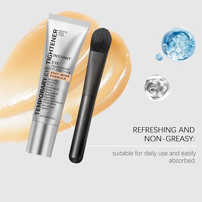 Eye Primer Eyeshadow Base,Instant Eye Tightener,Instant Firming Primer,Gentle Skin Care Moisturizing Eye Tightener Cream With Brush Finstant Firm-Ing Formula For Fine Lines And Wrinkles