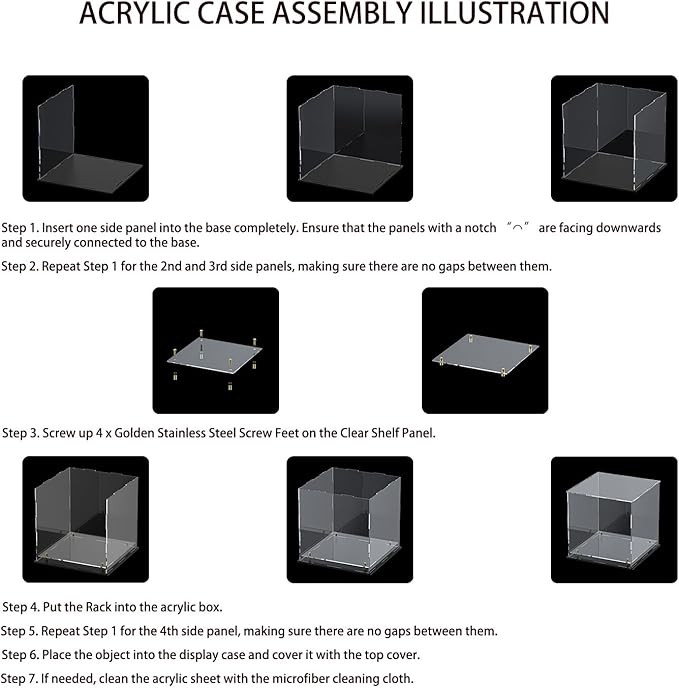 Acrylic Display Case with Floating Shelf & Thick Base – UV-Protected Collectible Showcase for Souvenirs, Figurines, and Memorabilia (8" Lx8 Wx8 H)