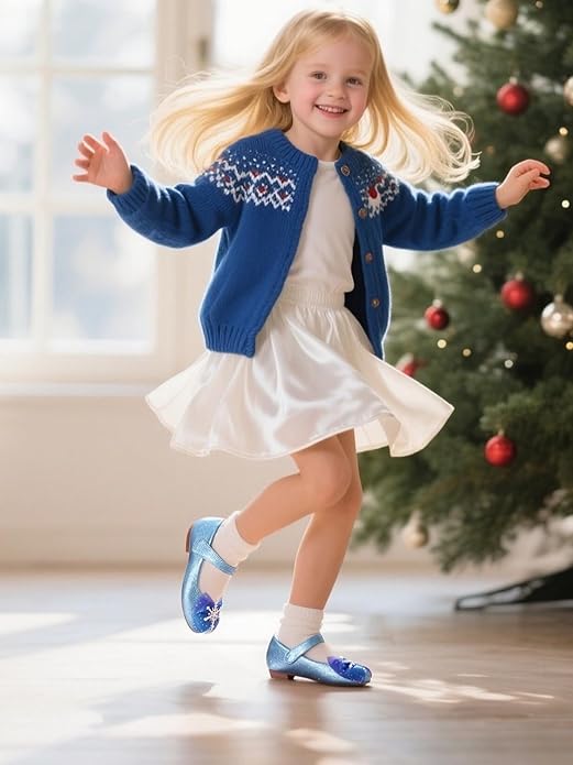 THEE BRON Mary Jane Ballet Flats - Girls' Dress Shoes with Hook & Loop Closure