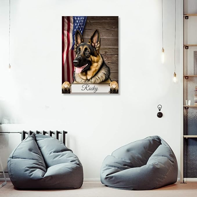 Custom Wooden Jigsaw Puzzles with Your Dog's Name on European Shepherd Art Print - 300 500 1000PCS Puzzles Game and Home Wall Decor