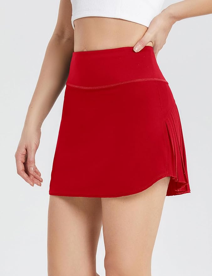 baleaf Tennis Skirt Pleated Golf Skorts with 3 Pockets | 14", Built in Shorts, High Waisted, Anti-slip Strip, Lightweight, for Athletic, Workout, Pickleball, Skorts for Women